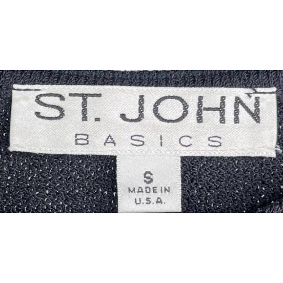 St. John Basics Women's Tank Top Sleeveless Black Knit Cotton Scoop Neck Sz S - Picture 2 of 10